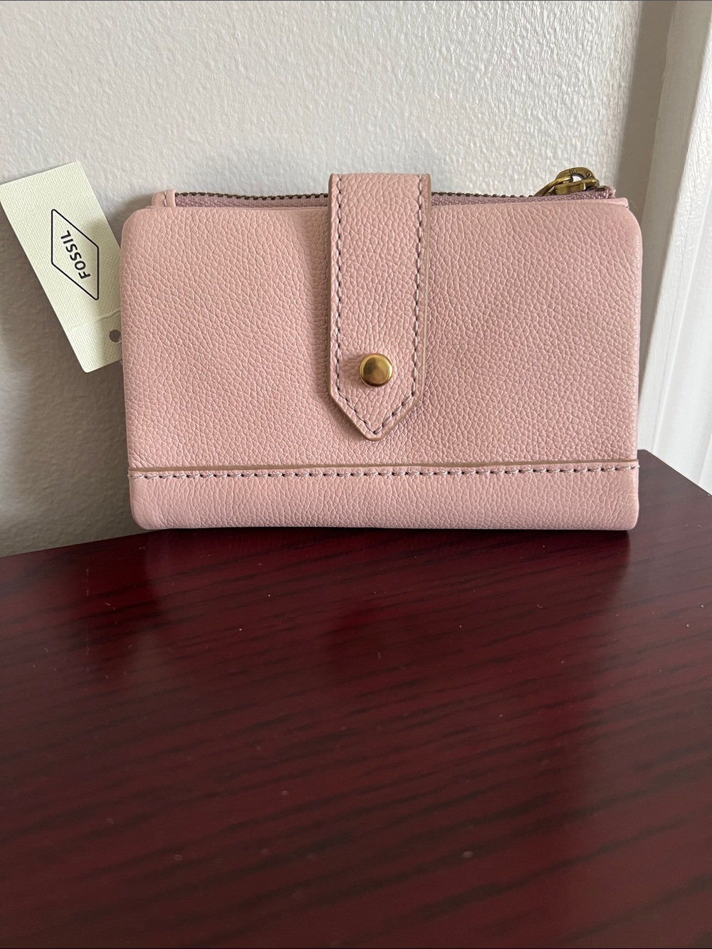Fossil Blush Pink Pebbled Leather Wallet - Picture 2 of 9